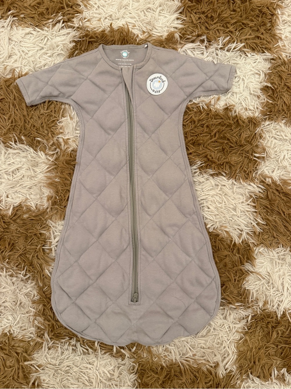 Dreamland Baby Gray Quilted Wearable Blanket - Short Sleeve Zip Sleep Sack